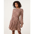 Godet Dress With Self Tie - 16 / BROWN
