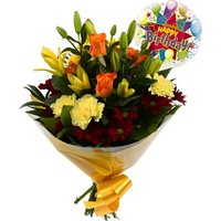 Happy Birthday Balloon & Redsunshine Bouquet