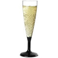 Plastic Champagne Flutes Black 4.4oz / 125ml (Pack of 6)