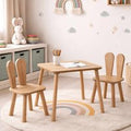 Tavsan Wooden Kids Table with 2 Chair in Walnut