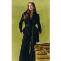 Femme Black Ensemble Coordonné Blazer Ceinturé Satiné Oversize Tissé Noir | Taille 42