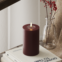 LED Blockljus Ø 7,5 x 12,5 cm Bourgogne