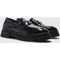 Mocasines Con Suela Dentada, Negro