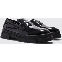Mocasines Con Suela Dentada, Negro