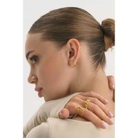 14K Gold Plated Sterling Silver Celestial Statement Ring - Moon & Star Adjustable Stackable Band | Wowcher