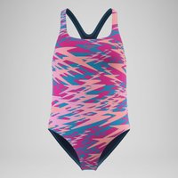 Maillot de bain Fille Hyperboom Medalist imprimé bleu/rose