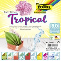 Vouwblaadjes Folia 80gr 15x15cm 50 vel 2-zijdig 10 tropical designs