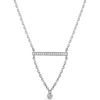 Triangle Design 925 Sterling Silver Cubic Zirconia Pendant Necklaces, Silver, 16.9 inch