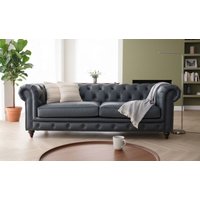 Noble Grande Chesterfield 3 Seater Nappa Grey Real Leather Sofa