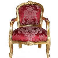 Casa Padrino Barock Kinder Stuhl Bordeauxrot Muster /Gold - Armlehnstuhl - Antik Stil MÃ¶bel