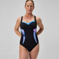 Maillot de bain Femme LunaElustre galbant imprimé noir/violet