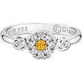 Anel Life Princesas Bela em Prata 925 com Pedras Amarela e Incolores