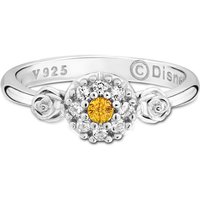 Anel Life Princesas Bela em Prata 925 com Pedras Amarela e Incolores