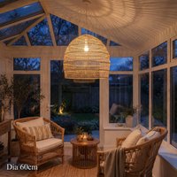 Natural Rattan Pendant Light | Handwoven Ceiling Lamp for Kitchen & Dining Room