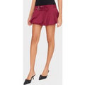 Burgundy Double Belt Detail Puffball Mini Skirt
