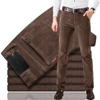 2025 Spring Autumn Men's Corduroy Casual Pants Straight Leg Loose Fit Youth Winter Thick Warm Velvet Long Pants for Men Trousers
