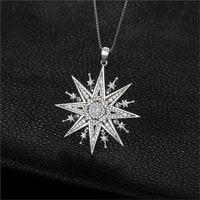 Stunning Vintage Gothic North Star 925 Sterling Silver Pendant Necklace with Cubic Zirconia – Perfect for Any Occasion!