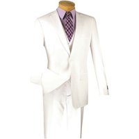 Vinci Men's Executive Style 3 Piece Slim Fit Suit with Flat Front Pants