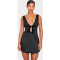 Black Satin Bow Detail A-line Dress