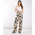Black and Ivory Printed Wide Trousers | Size: 18