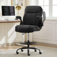Adjustable Height Ergonomic Office Chair with Footrest, Padded Seat, and Lumbar Support