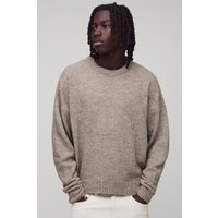 Jersey Recto De Punto Buclé Con Cuello Extendido, Beige