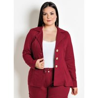 Blazer com Botões Dourados Bordô Plus Size