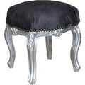Casa Padrino Baroque Foot Stool Black / Silver Height 40cm, width 35cm
