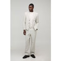 Oversized Boxy Herringbone Suit Blazer, Gris