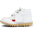 Junior Unisex Kick Hi Zip Leather White - Size: 2.5