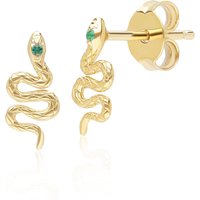 ECFEW™ Emerald Snake Wrap Stud Earrings in 9ct Yellow Gold
