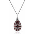 Art Nouveau Style Pear Garnet Egg Style Pendant in 925 Sterling Silver