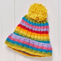 Rainbow Stripe Knitted Bobble Hat