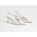 Zapatos De Salón Bajos Con Tacón Y Talón Descubierto, Blanco