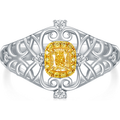 18K White Gold Yellow Drill Personalized Classic Name Ring