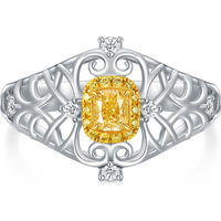 18K White Gold Yellow Drill Personalized Classic Name Ring