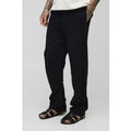 Camisa Tall Oversize De Manga Larga Y Lino, Negro