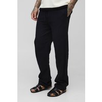 Camisa Tall Oversize De Manga Larga Y Lino, Negro