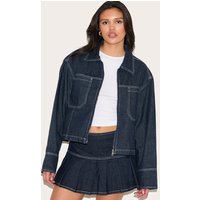 Dark Indigo Contrast Stitch Oversized Denim Jacket