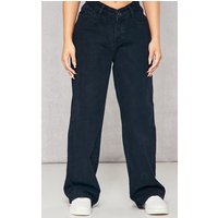 Petite Black Dip Waist Denim Jeans