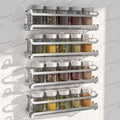4 Pack Wall-Mounted Spice Rack with 16 Hooks, Kitchen and RV Organizer, Silver