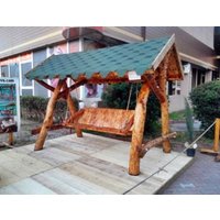 Casa Padrino Garten Schaukel Rustikal Ã¼berdacht Hollywood Schaukel Mod S2 - Eiche Massivholz - Echtholz Massiv