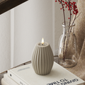 LED-Rillenkerzen D 7,5 x H 10 cm Sand