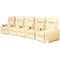 Premiere Home Cinema Seating - 5 Seater Cream (4-Socket Ext. Lead)