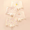 4PCS Cotton Soft Antibacterial Girl Panties Kids Cartoon Flower Print Knickers 3+y Young Child Clothes Thin Breathable Underwear