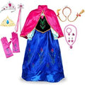 Fuchsia Anna Dress with Cape for Kids Carnival Princess Disguise Frozen Party Clothing Girl Hallloween Comic Con Event Anna Gown