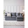 Umea Chaise Right Hand Facing Sofa - Dusky Blue Cotton Stripe