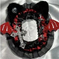 Anime Black Card Holder Diablo Photocard Sleeve Blood Red Devil Wings Lace Handmade Kpop Poker Cover Postcard Badge Case