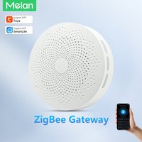 Meian Tuya Zigbee Gateway Multi-Mode Zigbee 3.0 Hub Wifi Bluetooth Gateway Linkage with Water Leak Sensor Door Sensor Smart Home