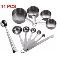 Stainless Steel Measuring Cup And Spoon Set, Luxurious Stackable Measuring Spoons, Household Tools, Kitchen Accessories | quantity: 11PCS